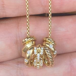 Mint condition 16-17” David Yurman 18k yellow gold Stax diamond necklace.